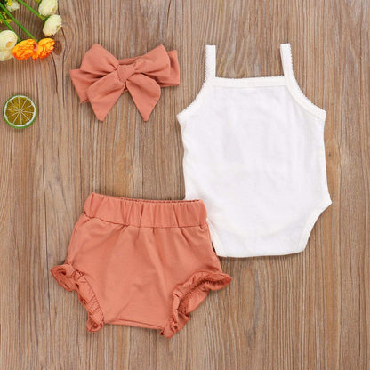 Newborn Baby Girl Clothes Cotton Infant Romper Headband Shorts Play Wear Summer Rainbow Outfits