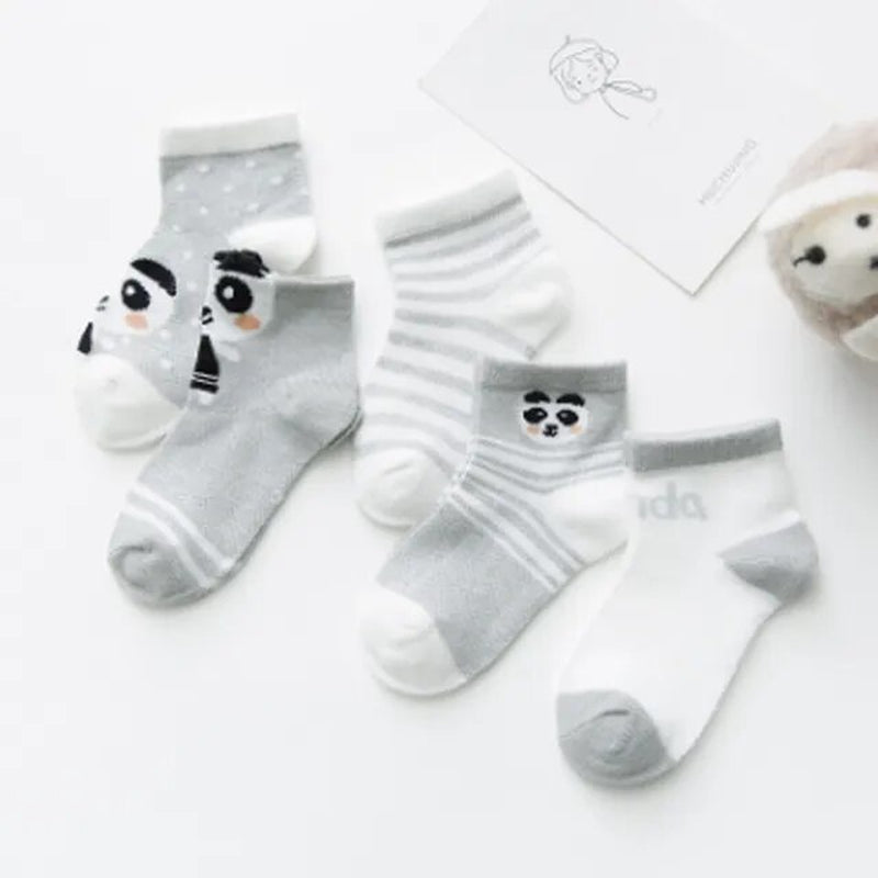 5Pairs/Lot Newborn Cotton Mesh Socks Cute 0-24M Children Boys Girls Toddler Cartoon Animal Socks Baby Clothes Accessories