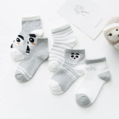 5Pairs/Lot Newborn Cotton Mesh Socks Cute 0-24M Children Boys Girls Toddler Cartoon Animal Socks Baby Clothes Accessories