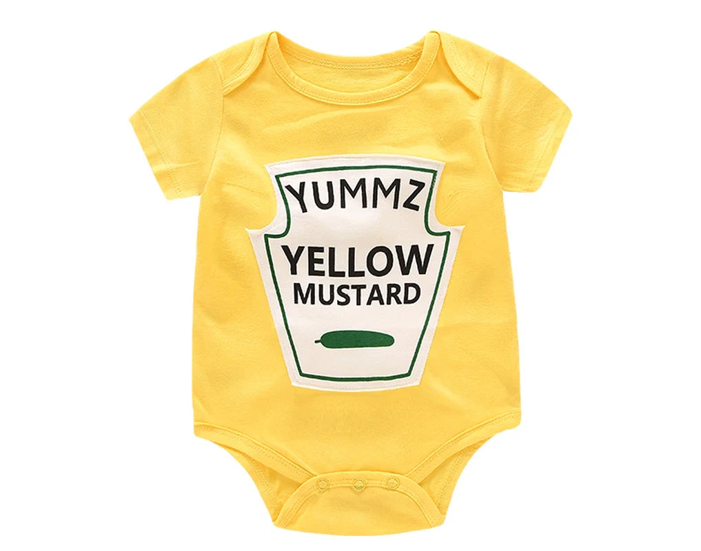 Yummz Tomato Ketchup Yellow Mustard Red and Yellow Bodysuit Baby Boy Twins Baby Clothes Twins Baby Boys Girls DS9