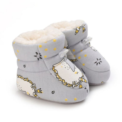 Winter Baby Cotton Snow Boots Non Slip Toddler Shoes Infant Female Infant Multicolor Cartoon Middle Tube Boots 0-18 Months