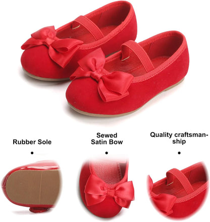 Toddler Flower Girl Dress Shoes - Girl Ballet Flats Party School Shoes Wedding