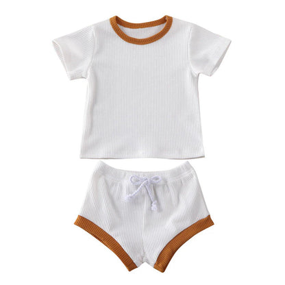 Baby Clothes Set 2Pcs Solid Short Sleeve Top Shorts Suit Girl Boy Outfits Baby Summer Clothing Toddler Cotton Outfit 0-3Y