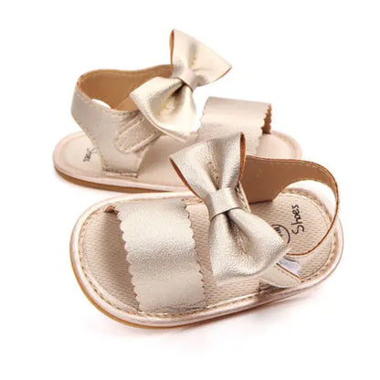 Summer Baby Girls Sandals Bowknot Anti-Slip Crib Shoes Soft Sole Summer Solid