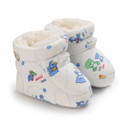 Winter Baby Cotton Snow Boots Non Slip Toddler Shoes Infant Female Infant Multicolor Cartoon Middle Tube Boots 0-18 Months