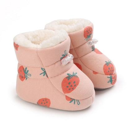 Winter Baby Cotton Snow Boots Non Slip Toddler Shoes Infant Female Infant Multicolor Cartoon Middle Tube Boots 0-18 Months