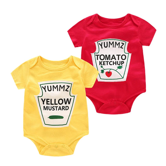 Yummz Tomato Ketchup Yellow Mustard Red and Yellow Bodysuit Baby Boy Twins Baby Clothes Twins Baby Boys Girls DS9