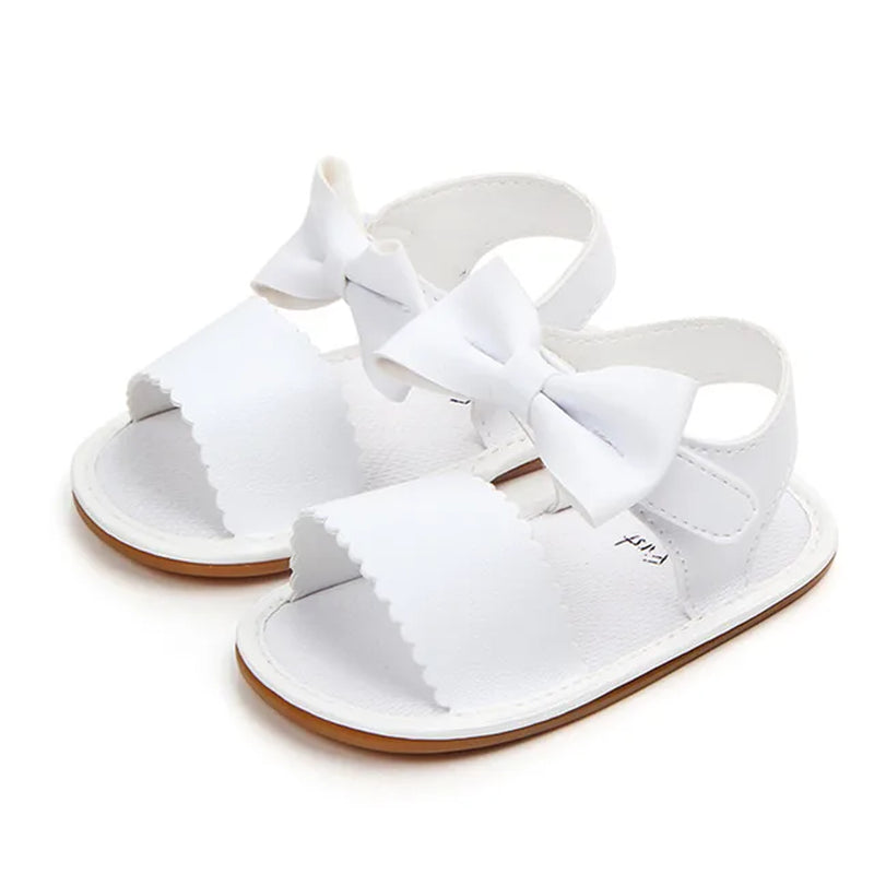 Summer Baby Girls Sandals Bowknot Anti-Slip Crib Shoes Soft Sole Summer Solid