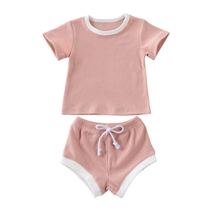 Baby Clothes Set 2Pcs Solid Short Sleeve Top Shorts Suit Girl Boy Outfits Baby Summer Clothing Toddler Cotton Outfit 0-3Y